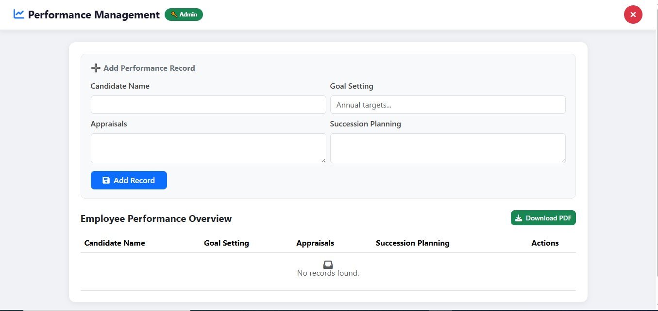 Performance management and appraisals interface