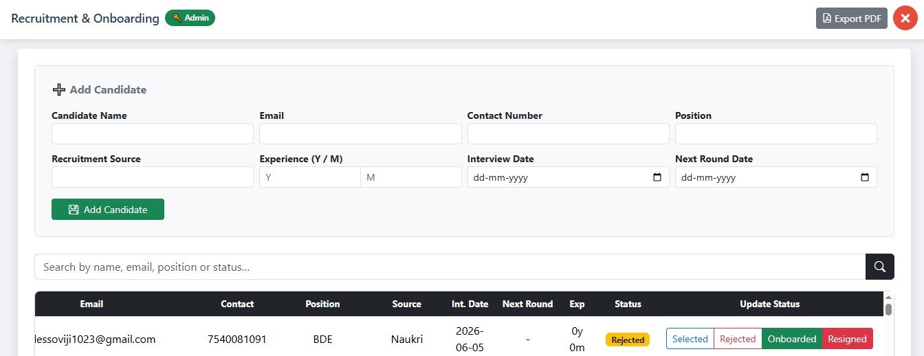 Recruitment and interview management interface